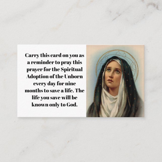 Carte de prière pour la vie (Devant)