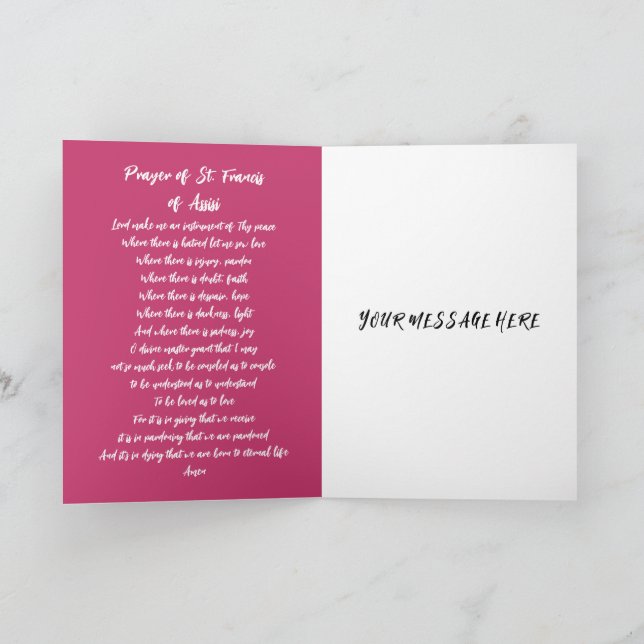 Carte de prière pour les condoléances du coeur (Intérieur)