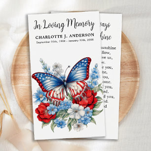Carte de prière pour papillon patriotique Memorial