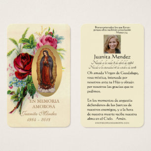 Carte de prière religieuse Rose Vierge espagnole