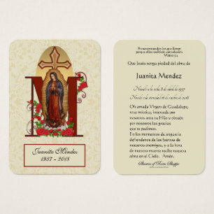 Carte de prière religieuse Rose Vierge espagnole