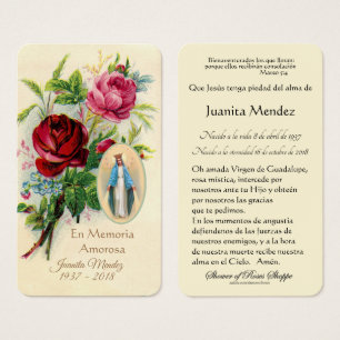Carte de prière religieuse Rose Vierge espagnole