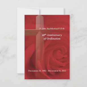 Carte de prière Rose du 40e anniversaire devant