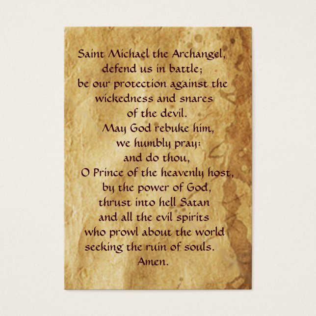 Carte de prière SAINT MICHAEL VANGUISHING SATAN (Devant)