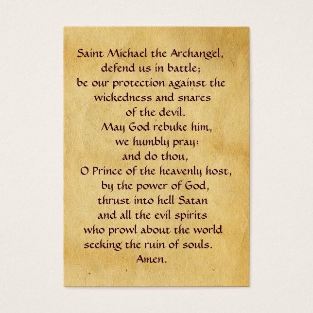 Carte de prière SAINT MICHAEL VANGUISHING SATAN (Devant)