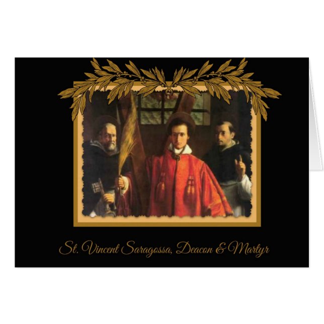 Carte de prière Saint-Vincent Saragossa de diacre- (Devant Horizontal)