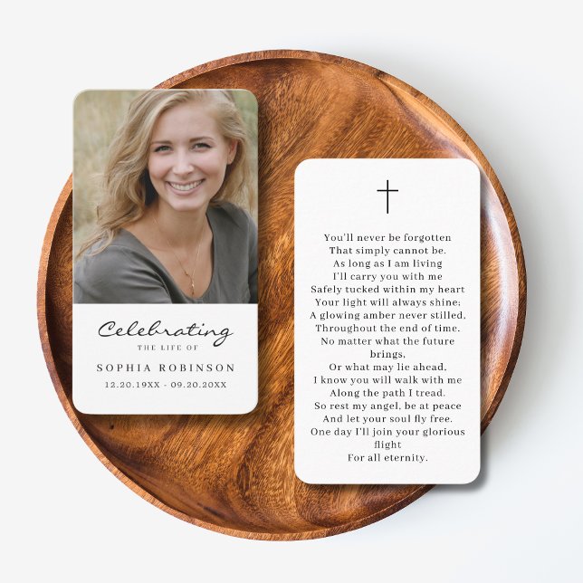 Carte de prière simple photo funéraire (Créateur téléchargé)