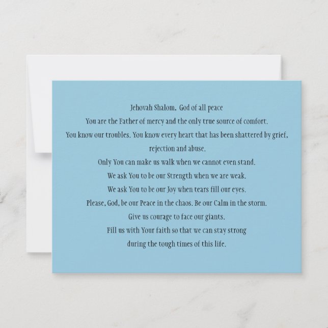 Carte de prière "Une prière pour la paix" (Devant)