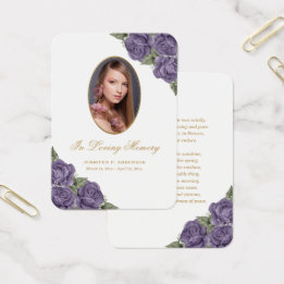 Carte de prières funéraires commémoratives pourpre