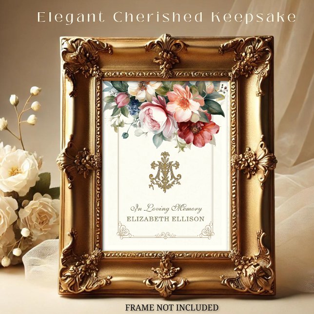 Carte de prières funéraires Floral Marian Cross (Créateur téléchargé)