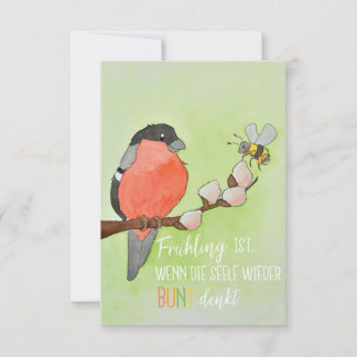 Carte de printemps avec oiseau et bourdon