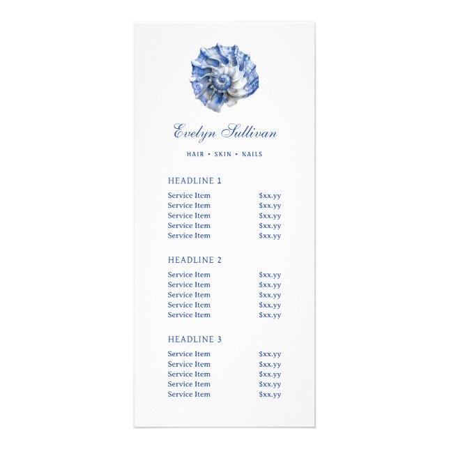 Carte de prix du logo de coquillage bleu (Devant)