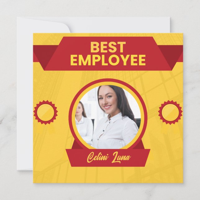 Carte de prix du meilleur employé du mois jaune (Devant)