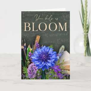 Carte de professeur à motif floral sur tableau noi