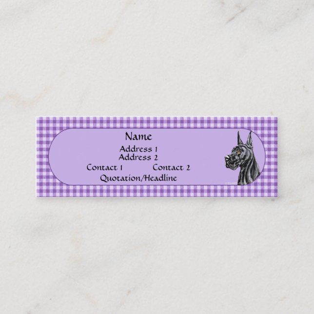 Carte de profil Black Great Dane Check (Devant)