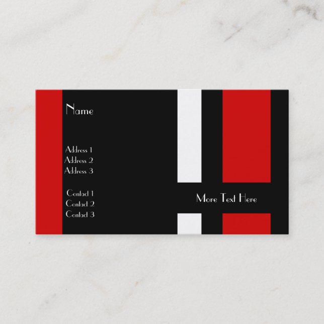 Carte de profil Business Black Red White Block (Devant)