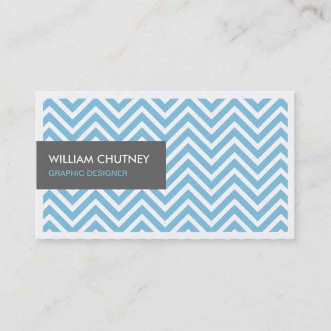 Carte de profil Chevron Zigzag bleu clair simple (Devant)