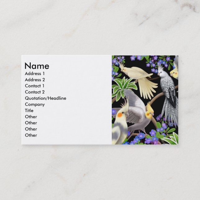 Carte de profil de Cockatiels (Devant)