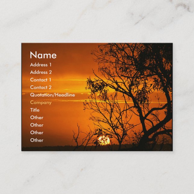 Carte de profil de coucher de soleil orange (Devant)