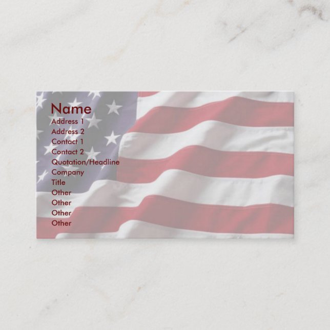 Carte de profil de drapeau des Etats-Unis (Devant)