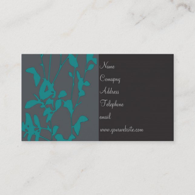 Carte de profil de feuillage rétro gris Turquoise (Devant)