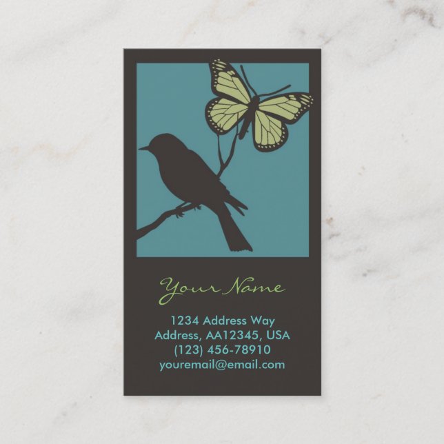 Carte de profil de papillon d'oiseau (bleue) (Devant)