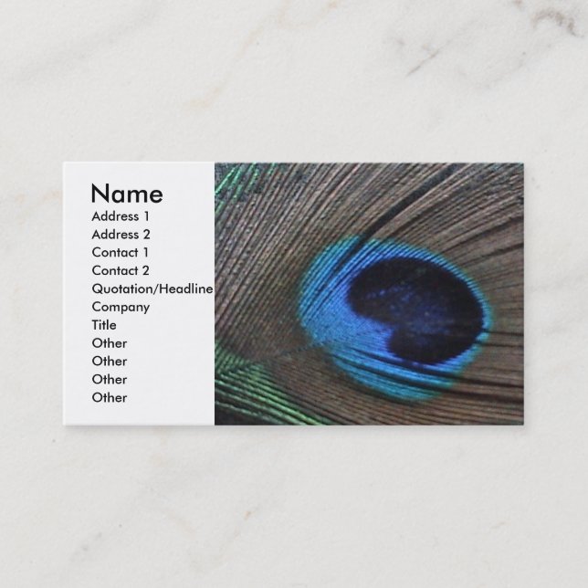 Carte de profil de plume de paon (Devant)