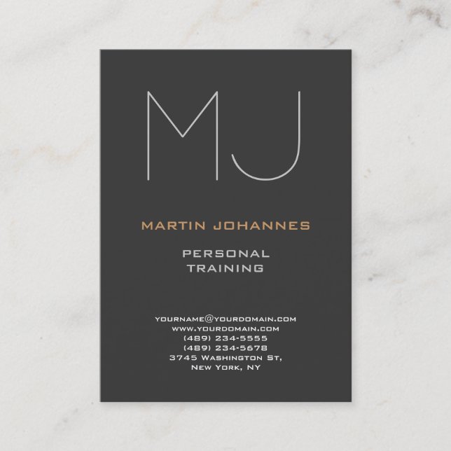 Carte de profil d'entreprise Chubby Monogram Grey  (Devant)