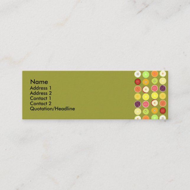 Carte de profil des fruits rétro (Devant)