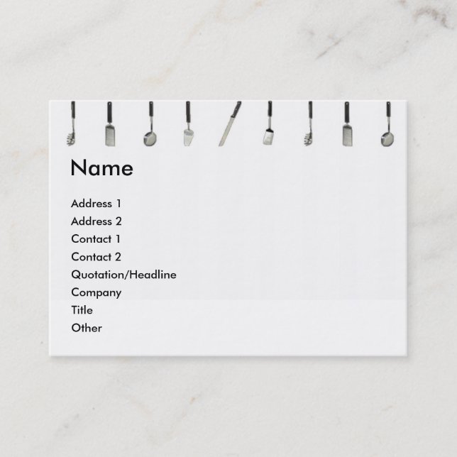 Carte de profil des outils de cuisine (Devant)