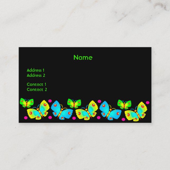 Carte de profil des papillons néons (Devant)