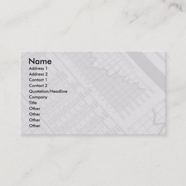 Carte de profil du marché stock (Devant)