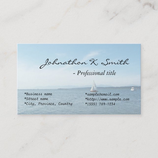 Carte de profil mer plage et bateau. (Devant)