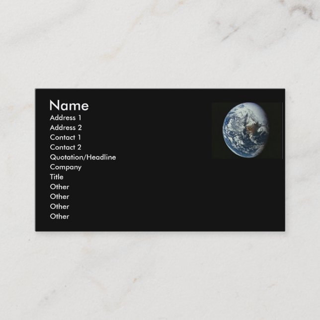 Carte de profil Planète Terre (Devant)