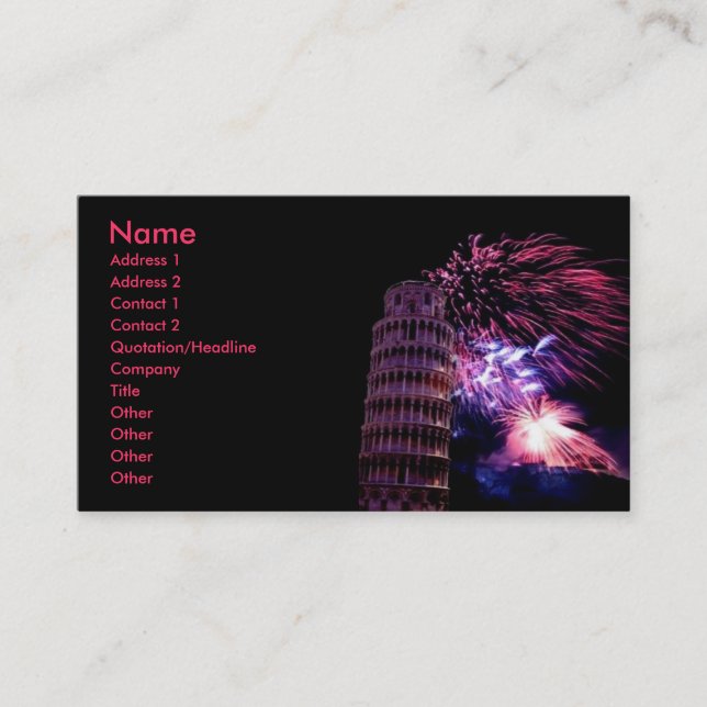 Carte de profil Tour de Pise Fireworks (Devant)