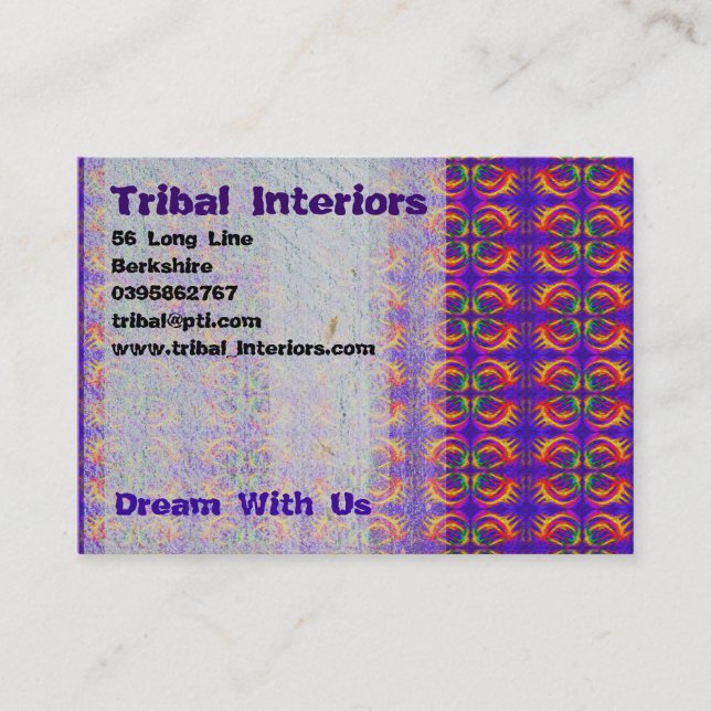 Carte de profil Tribal Interiors (Devant)