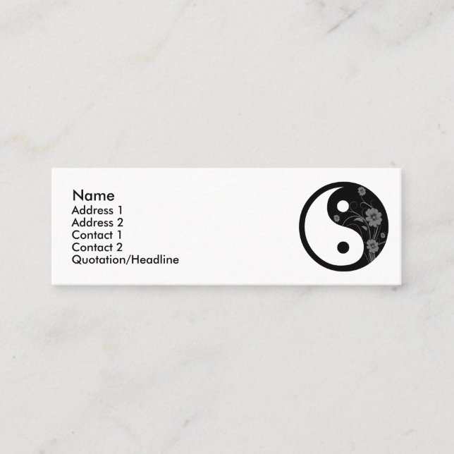 Carte de profil Yin Yang Floral Noir (Devant)