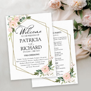 Carte de Programme de Cérémonie de Mariage Florale