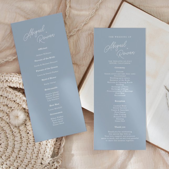 Carte de programme de mariage à écriture minimale  (Créateur téléchargé)