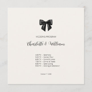 Carte de programme de mariage à plat avec un éléga