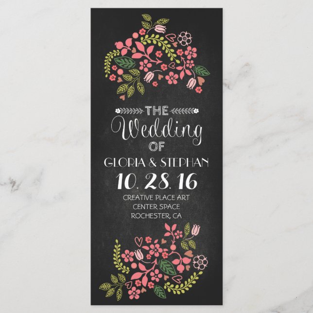 carte de programme de mariage à plateau floral (Devant)