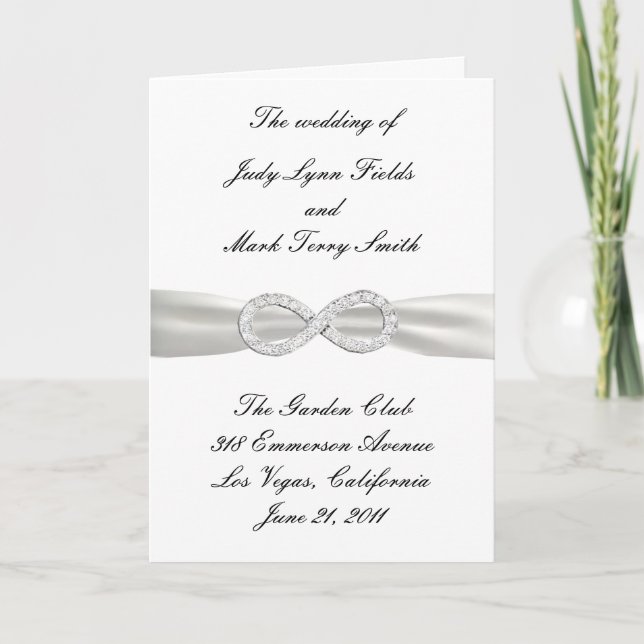 Carte de programme de mariage blanc Diamond Infini (Devant)