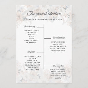 Carte de Programme de Mariage Bleu Poussiéreux Bei