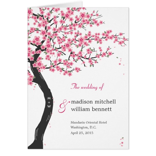 Carte de programme de mariage Cerry Blossoms (Devant)