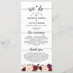 Carte de programme de mariage dans la conception