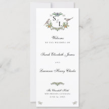 Carte de Programme de Mariage d'Oiseaux de l'Amour