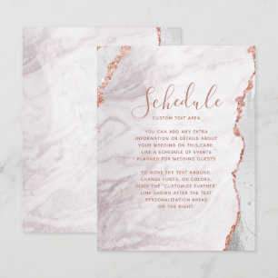 Carte de Programme de Mariage en Agate Or Rose et 