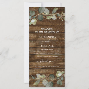 Carte de programme de mariage Eucalyptus Rustic Pa