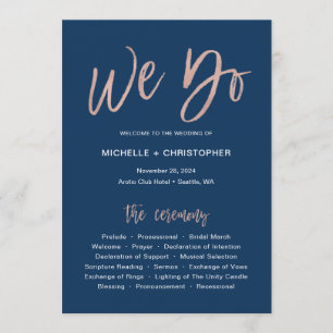Carte de programme de mariage Marine & Rose Gold G