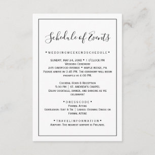 Carte de Programme de Mariage Minimaliste